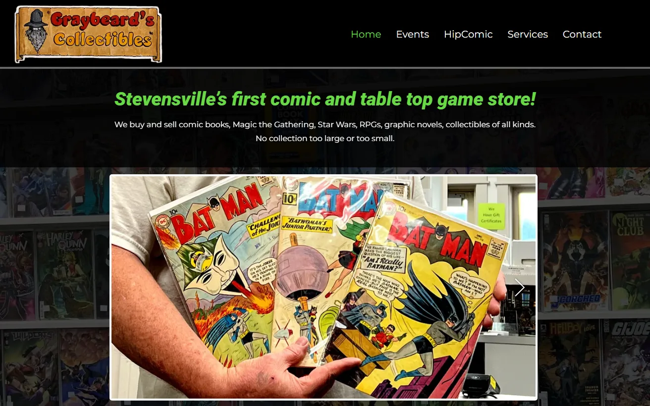 Screenshot of Graybeard's Collectibles